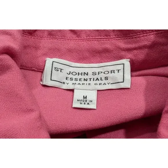 St. John Sport Essentials Jacket Pink Zip Front Cotton Blend Misses Size M - Picture 6 of 7